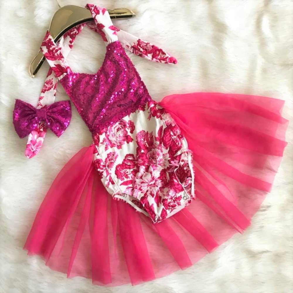 Pink floral romper